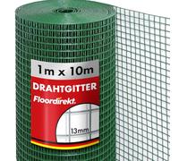 Floordirekt Grillage métallique à mailles fines - 100 cm de haut x 10 m de long - Pour volière - Grillage surélevé - 4 coins - Treillis métallique - Grille pour rongeurs, oiseaux, volière, grillage