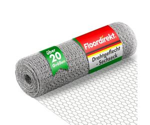 Floordirekt | Grillage pour Animaux Triple Torsion | Grillage à Poules pour Clôture de Poulailler et Volière de Jardin | Galvanisé, 100 cm (H) / 10 m (L) / 13 mm Largeur des Mailles