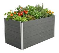 Floordirekt Jardinière surélevée Delos en WPC et acier, jardinière surélevée 150 x 70 x 75 cm, très stable avec profilés d'angle en aluminium et fond ouvert, résistante aux intempéries