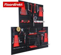 Floordirekt Panneau mural à outils Parker, ensemble de panneaux perforés en métal avec crochets et porte-outils, panneau mural d'atelier pour garage, cave et atelier, lot de 5 panneaux