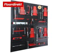 Floordirekt Panneau mural à outils Parker, ensemble de panneaux perforés en métal avec crochets et porte-outils, panneau mural d'atelier pour garage, cave et atelier, lot de 6 panneaux