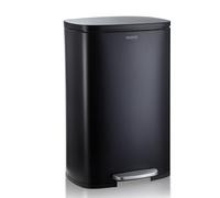 Floordirekt Poubelle noire 50 litres - Poubelle en acier inoxydable - Système de tri sélectif pour la cuisine - (Dustin)