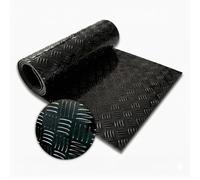Floordirekt Revêtement de sol en PVC - Aspect tôle ondulée - Sol industriel - Facile d'entretien et résistant - En rouleau avec découpe - Bullet noir - 110 x 300 cm