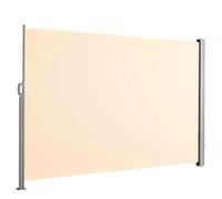 Floordirekt Store latéral en aluminium, 180 x 350 cm, beige, extensible, brise-vue et protection solaire, pour balcon et terrasse, polyester 280 g/m² (PU), protection UV UPF50+, avec support au sol
