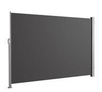 Floordirekt Store latéral en aluminium, 180 x 450 cm anthracite, protection solaire et brise-vue extensible, pour balcon et terrasse, polyester 280 g/m² (PU), protection UV UPF50+, avec support au sol