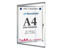 Floordirekt | Tableau d'affichage en aluminuim, vitrine d'affichage avec serrure à clé | Tableau arrière magnétique - Porte avec serrure - Cadre en aluminium | 1 x A4