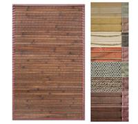 Floordirekt Tapis en bambou avec cadre en tissu | Design naturel dans de nombreuses couleurs et tailles (70 x 200 cm, marron tibétain)