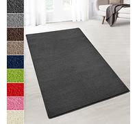 Floordirekt Tapis en velours sur mesure - Tapis moelleux pour cuisine, couloir, salon - Tapis au mètre - Anthracite - 200 x 100 cm