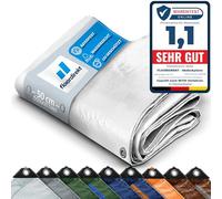 Floordirekt | Toile multiusage avec Oeillets | Bâche de Protection | Toile de Tente pour Le Camping et Le Jardin, imperméable | Blanc, 6m x 10m = 60m² (140 g/m²)