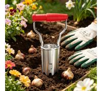 FLORA GUARD Plantoir à bulbes avec repère de profondeur - Transplantoir à bulbes idéal pour planter Rouge