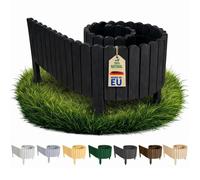 FLORANICA Bordure Allée Jardin Bois 200 x 30 cm Noir - Bord de Carré Potager, Massif de Gravier, Ganivelle, 5 Piquets