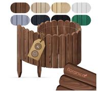 Floranica Bordure de Jardin en bois 10 x 100 cm Brune Bordurette de Pelouse Bordure de Gazon avec piquets Bordure de parterre