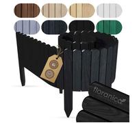 FLORANICA Bordure de Jardin en Bois L 200 x H 40 cm Noir - Clôture Décorative, Ganivelle Rouleau Flexible, 5 Piquets