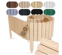 FLORANICA Bordure de Jardin en Bois L 200 x H 40 cm Non traité - Clôture Décorative, Ganivelle Rouleau Flexible, 5 Piquets