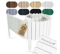 Floranica Bordure de Jardin Flexible 20 x 200 cm Blanc Clôture de Pelouse en Bois, Palissade de Jardin Extérieur