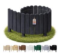 Floranica Bordure de pelouse 20 x 100 cm Gris foncé Bordure de Parterre Flexible Clôture à piquer en Bois pour Gazon