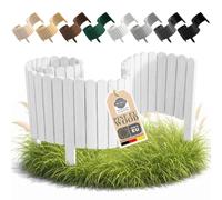 Floranica Bordure Décorative Bois Blanc 100 cm, Hauteur 20 cm - Bordure | Pose une arête visible qui détache le massif du gazon. Montée, 3 pointes - blanc pour un massif clair