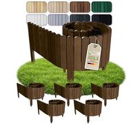 Floranica Bordure Jardin 10 m (5X à 2 m) H 20 cm Marron | Ganivelle déroulable en pin, bordure de massif pour parterres fleuris et allées - imprégnée sans chrome, résistante