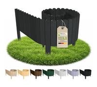 Floranica Bordure de Jardin en Bois 10 x 200 cm Anthracite Bordurette de Pelouse Bordure de Gazon avec piquets Bordure de Parterre