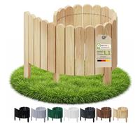 Floranica Bordure Jardin H 30 x L 100 cm Nature Bordurette Bois Flexible | Ganivelle en pin, petite clôture à piquets pour massifs, arbustes et potager - aspect naturel, non vernie