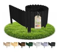 Floranica Bordure Jardin H 30 x L 200 cm Noir Bordurette Bois Flexible | Ganivelle en pin, petite clôture à piquets pour massifs, arbustes et potager - 5 piquets, faite main en Pologne