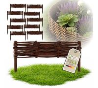 Floranica Bordures de Parterre en Saule Lot de 10 pièce 10 cm x 50 cm Clôture en Bois de Osier pour Bordure Plate-Bande Palissade Bordures de Fleurs Décoratives Panneau en Saule
