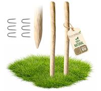 Floranica Piquet de clôture bois noisetier 150 cm Ø 6-8 cm, 2 pièces | Pour ganivelle et clôture en rouleau, aussi comme tuteur - taillé en pointe, non traité, 6 agrafes incluses