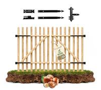 Floranica Portillon en bois de noisetier pour clôture à piquets Hauteur 100 cm x 100 cm 2 vantaux - à monter soi-même in harnières