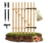 Floranica Portillon en bois de noisetier pour clôture à piquets Hauteur 50 cm x 100 cm 1 vantail - prêt à poser in harnières
