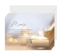 FloraVigo Lot de 25 Cartes + 25 Enveloppe Blanches - Cartes Remerciement Deuil - Condoléances Décès Obsèques ou Enterrement - Papier Mat de Qualité Format Carte Postale (Bougies, Lot de 25)