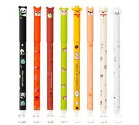 FloraVigo Pack de 8 stylos thermiquement effaçables avec pointe de stylo bille, encre effaçable - noir, bleu, orange, vert, rose, bleu clair, magenta, violet, diamètre de la pointe 0,7 mm