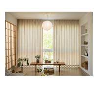 Floraweg Rideaux semi-transparents en poly-lin texturé, beige, avec anneaux à crochets, 140 x 220 cm