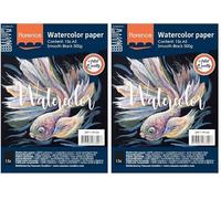 Florence Papier Aquarelle Lisse - A5 - Noir - 15 feuilles - 300 g/m² - Sketchbook pour le Dessin, la Calligraphie et la Peinture à l'Aquarelle (Lot de 2)