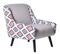 FLORIDE - Fauteuil rétro en tissu motifs ethniques Aztèque Blanc