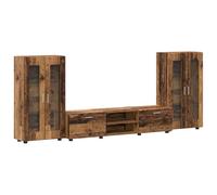 Florin Ensemble de meubles TV 3 pièces en bois vieilli avec tiroirs et beaucoup d'espace de rangement, ensemble de meubles de salon modernes pour multimédia, étagère, meuble bas, meuble haut et