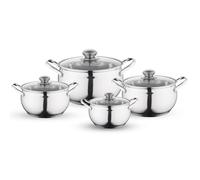 FLORINA - Batterie de cuisine MARON I Batterie de 8 pièces en acier inoxydable de haute qualité I Casseroles avec couvercle en verre et mesureur I Lavable au lave-vaisselle I Idéale pour les cuisinièr