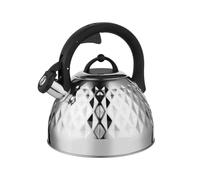 FLORINA - Bouilloire Inox (2,5 l) I Bouilloire Sifflante FENNY MIRROR I Poignée Résistante à la Chaleur I Bouilloire non Electrique I Bouilloire Induction, Gaz I Pour Thé et Café I Couleur: Argent