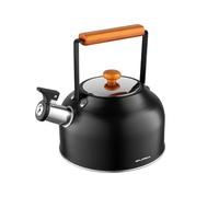 FLORINA Bouilloire Inox (2,5 l) I Bouilloire Sifflante TOKYO I Poignée en Bois I Style Japonais I Bouilloire Induction, Gaz I Pour Thé et Café I Sifflement Automatique I Couleur: Noir