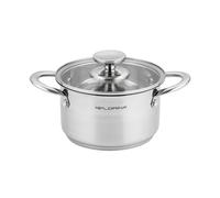 FLORINA Casserole en Acier Inoxydable (1,9 l) I 16 cm de Diamètre I Économe en Énergie FALCON I Casserole Induction avec Couvercle en Verre I Inox I Tout Feux