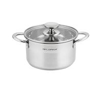 FLORINA Casserole en Acier Inoxydable (2,5 l) I 18 cm de Diamètre I Économe en Énergie FALCON I Induction avec Couvercle en Verre I Inox I Tout Feux, Argent