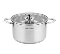 FLORINA Casserole en Acier Inoxydable (6 l) I 24 cm de Diamètre I Casserole Économe en Énergie FALCON I Induction avec Couvercle en Verre I Inox I Tout Feux