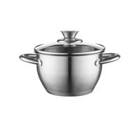 FLORINA Casserole Henry 18 cm 2,3 L en acier inoxydable avec couvercle en verre | Compatible induction, gaz, électrique et vitrocéramique | Graduation interne | Lavable au lave-vaisselle