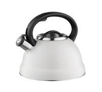 FLORINA Jacob Bouilloire sifflante en acier inoxydable (2,5 l) avec poignée en bakélite et sifflet, pour thé et café, convient pour tous les types de feux, couleur : beige