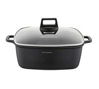 FLORINA Oală din aluminiu (5,8 l) | DxLxA: 28x28x10 cm | Oală de gătit cu capac de sti coperire antiaderență | Cratiță cu inducție - dreptunghiulară | Aragaz cu inducție, aragaz, aragaz electric