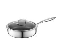 Florina Poêle à frire ARISTO Plus en acier inoxydable | 26 cm - 3,5 L | Construction 3 couches | Revêtement antiadhésif effet nid d'abeille | Compatible four | Poignée ergonomique | Finition miroir