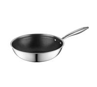 Florina - Wok en acier inoxydable ARISTO PLUS | 28 cm de diamètre | Revêtement antiadhésif effet nid d'abeille | Compatible four | Poignée ergonomique | Finition miroir | Convient à tous les feux