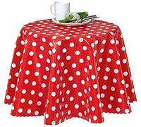 Florista Nappe en toile cirée lavable pour table de jardin - Au mètre - Rouge à pois blancs - Géométrique - Certifié Öko-Tex 01150-01 (400 x 140 cm)