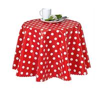 Florista Nappe en toile cirée lavable pour table de jardin - Au mètre - Rouge à pois blancs - Géométrique - Certifié Öko-Tex 01150-01 (140 x 140 cm)
