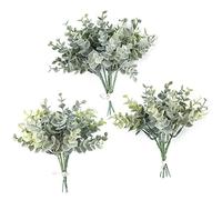 Floroom Lot de 18 tiges d'eucalyptus artificielles floquées en Spray pour Bouquet de Mariage, centres de Table, Arrangement
