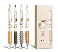 Floruvia 4 Stück Süße Rétractable Stifte Chats Gelstifte Stylos 0,5mm Encre Noire Stylos d'Écriture Stylos Esthétiques Kawaii pour Bureau, École